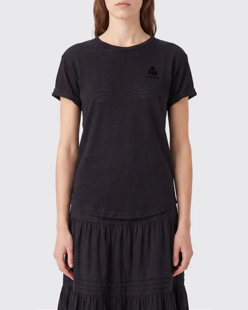 Étoile Isabel Marant Leinen T-Shirts mit Logo Schwarz