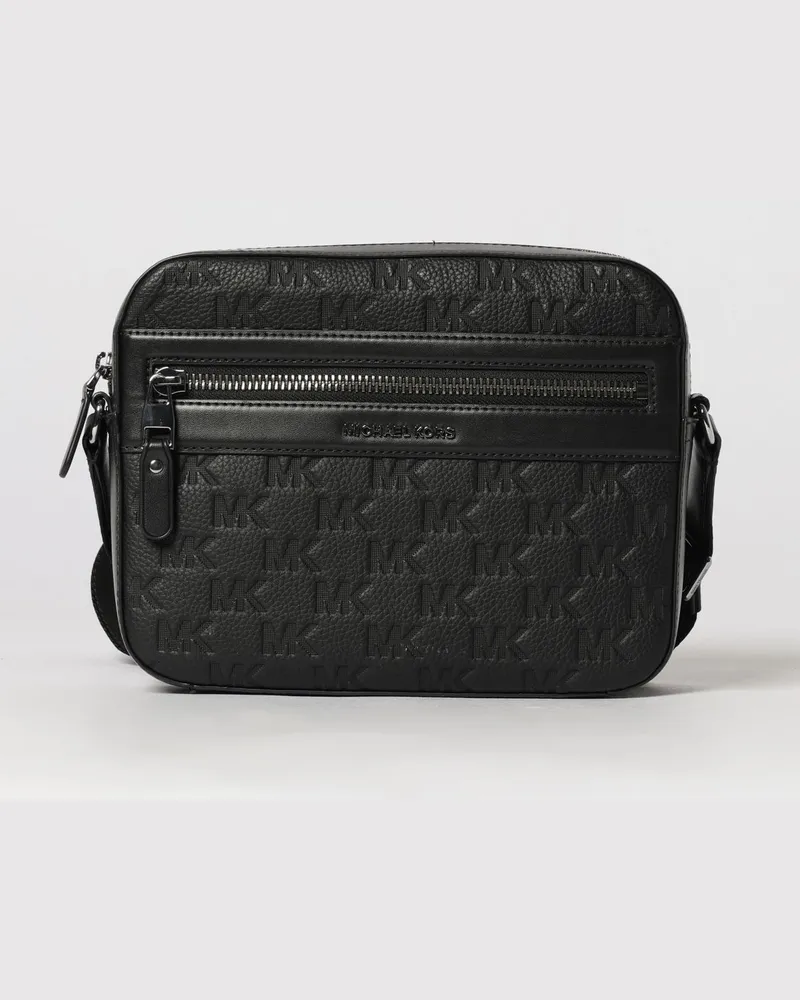 Michael Kors Tasche aus genarbtem Leder mit geprägtem MK-Monogramm Schwarz