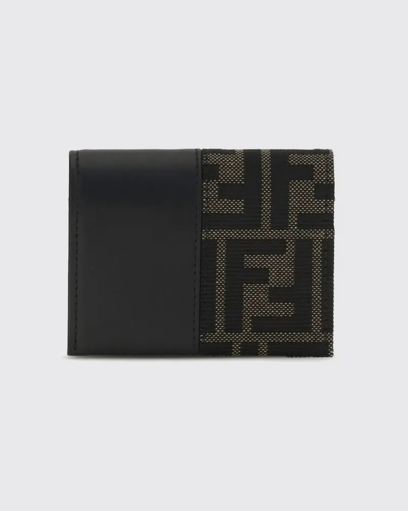 Fendi Faltbares Kartenetui aus FF-Jacquard-Stoff mit Druckknopf Tabak