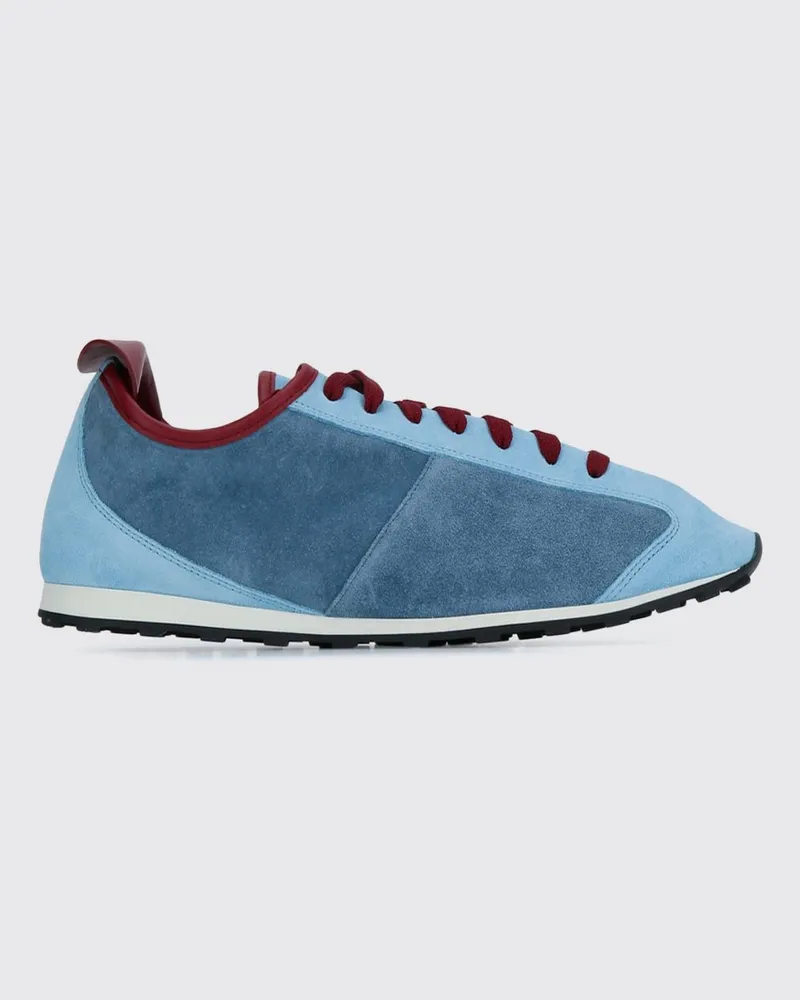 Jacquemus Zweifarbige Low-Top-Sneaker Les Tennis aus Leder und Wildleder mit gekerbter Sohle Blau