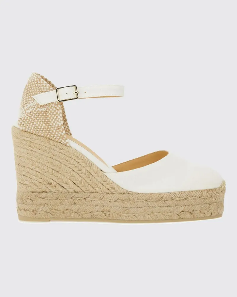 Castañer Carina Hochkeil-Canvas-Plattform-Espadrilles mit Knöchelband Milch