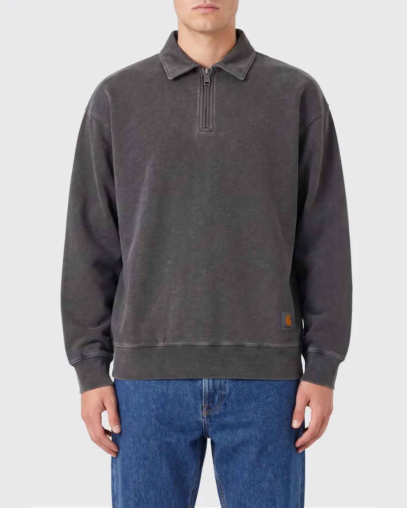 Carhartt WIP Langärmeliges Poloshirt aus Baumwolle mit Reißverschluss Schwarz