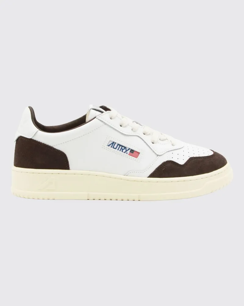 AUTRY Medalist Low zweifarbige Sneaker aus Kalbsleder und Wildleder Weiss