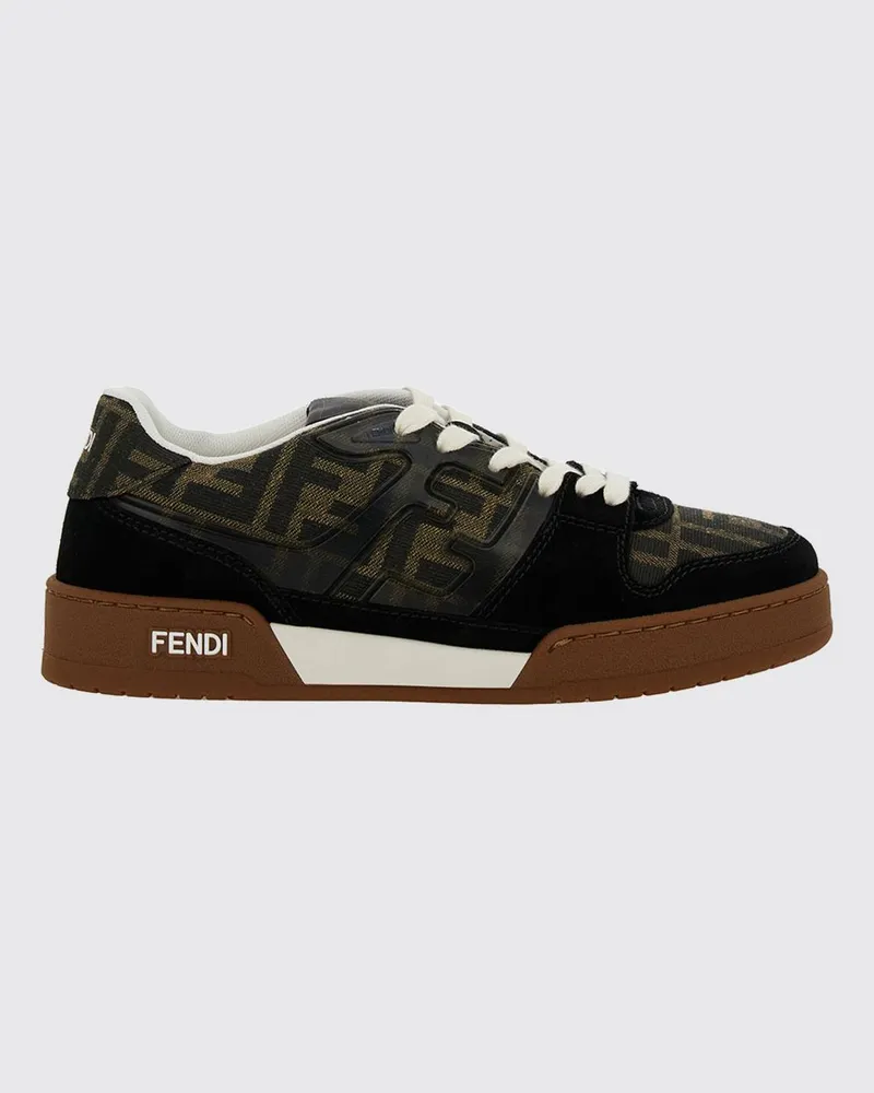 Fendi Match Sneaker aus Veloursleder und FF-Monogramm-Jacquard Braun