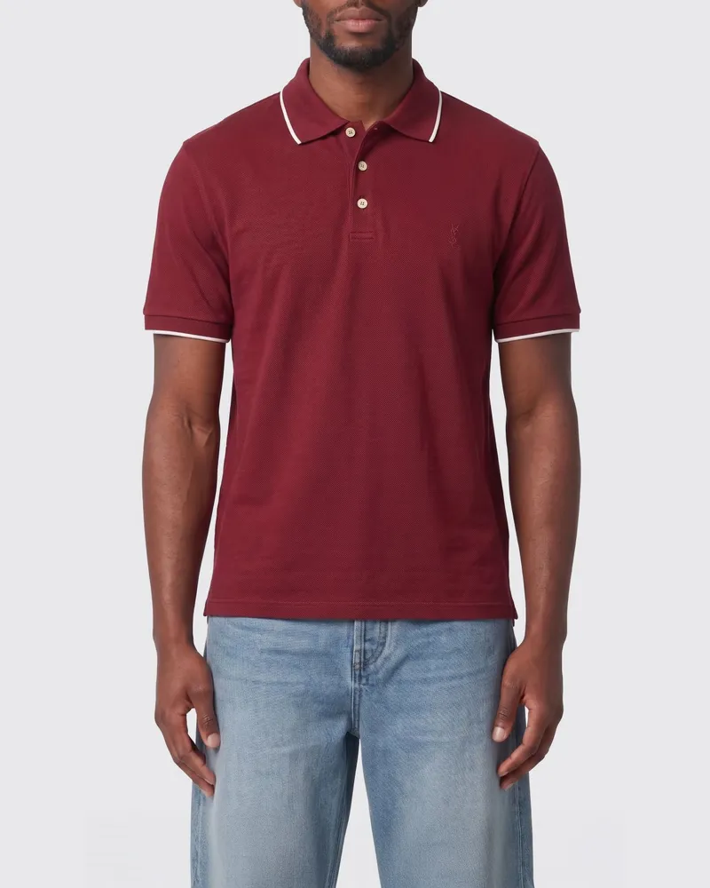 Saint Laurent Jersey-Polohemd Burgunderrot
