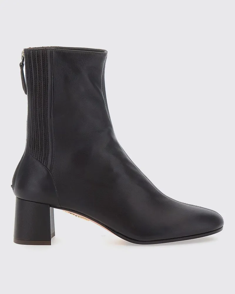 Aquazzura Saint Honorè Nappaleder-Stiefeletten mit runder Kappe und Reißverschluss Braun