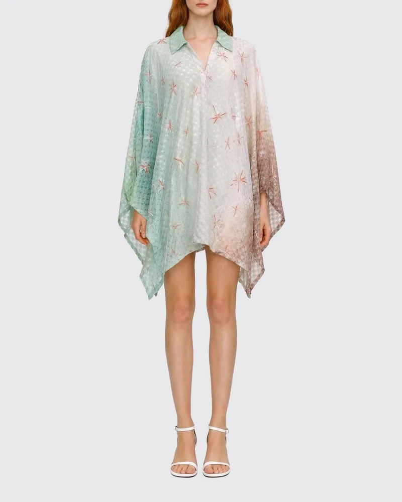 Missoni Mini-Kaftan aus Viskose mit V-Ausschnitt und Stickerei Bunt