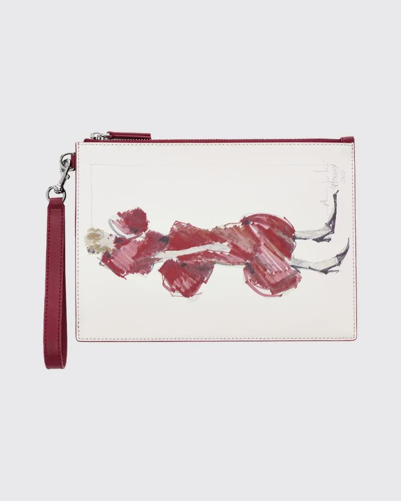 Marc Jacobs The Runway Illustration Clutch aus Leder mit Grafikdruck Rot