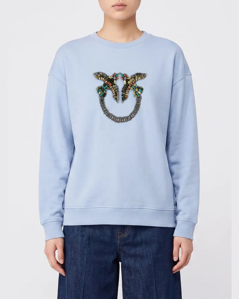 Pinko Love Birds Baumwoll-Rundhalspullover Dust