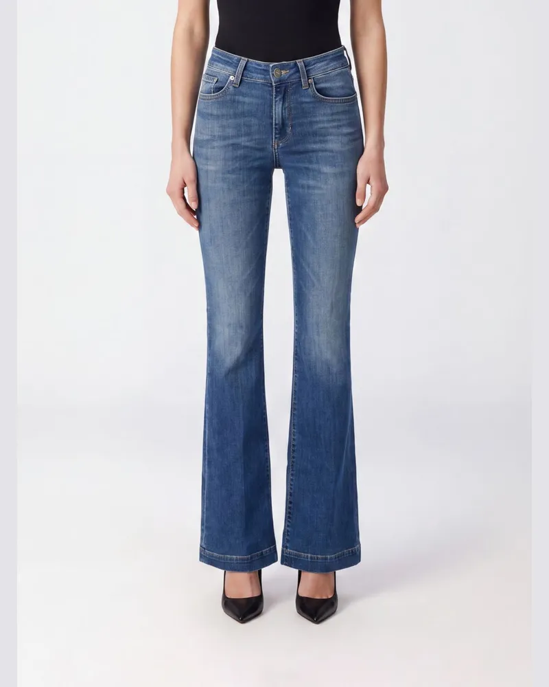 Liu Jo Hoch taillierte ausgestellte Jeans aus Stretch-Baumwolldenim Blau