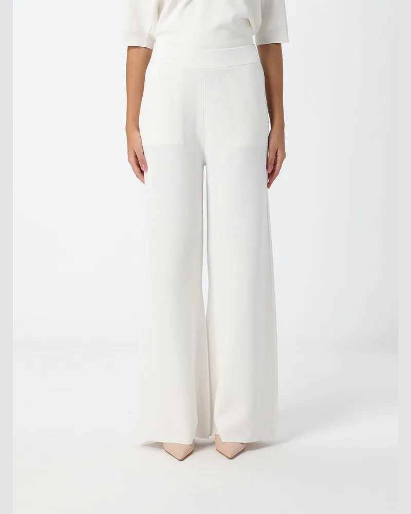 Max Mara Weit geschnittene Strickhose aus Wolle mit hohem Bund Braun