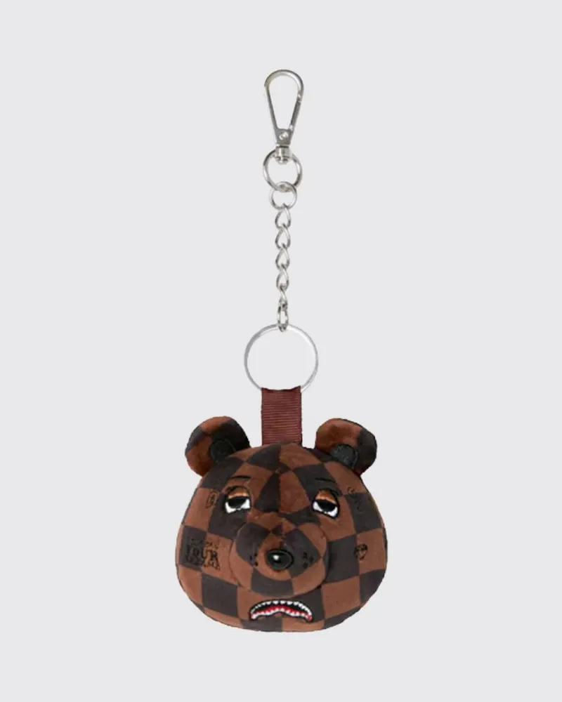 Sprayground Karierter Teddybär-Schlüsselanhänger aus Fleece mit Karabinerhaken Braun