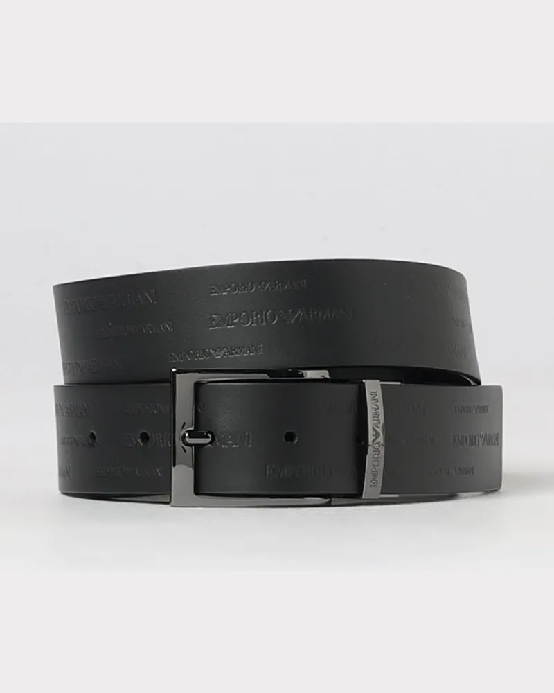 Emporio Armani Wende-Ledergürtel mit Ton-in-Ton-Logo-Schließe Schwarz