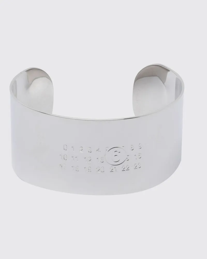 Maison Margiela Starrer Armreif aus Messing mit eingraviertem numerischem Logo Silber