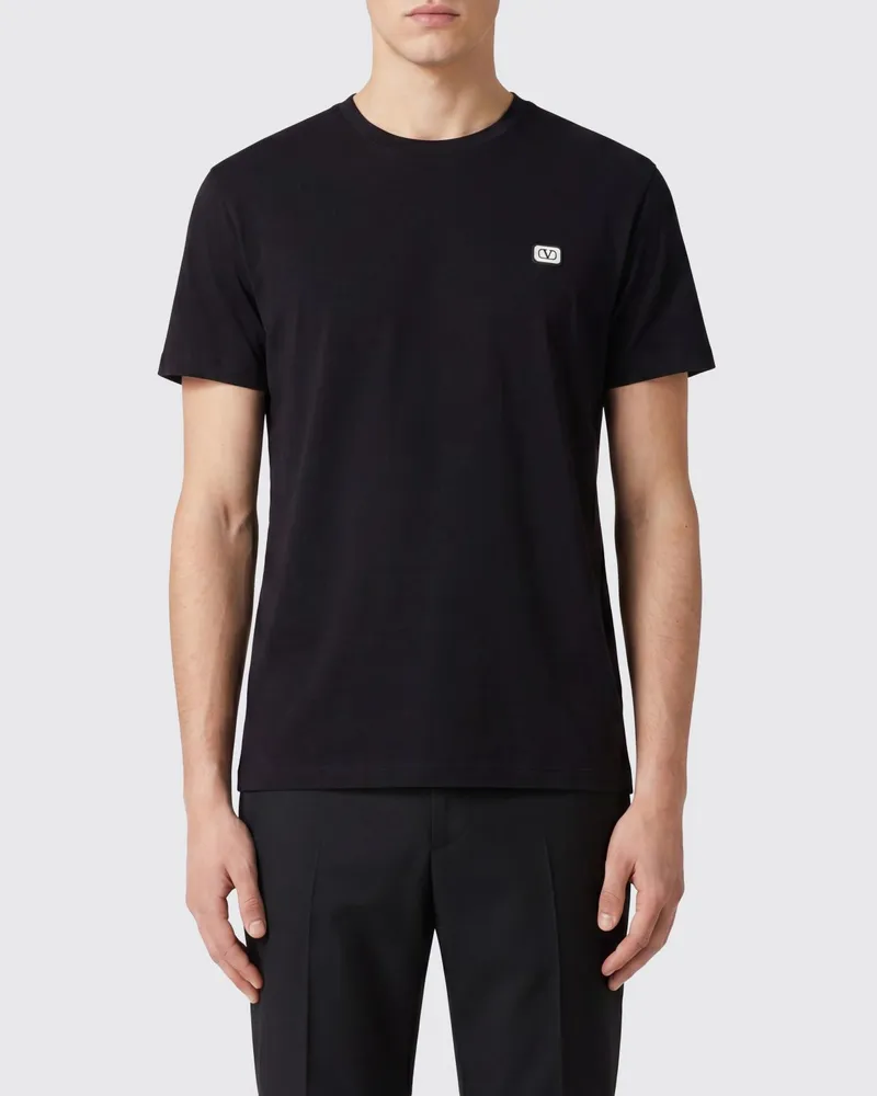 Valentino Garavani Slim Fit Baumwoll-T-Shirt mit VLogo Signature Schwarz