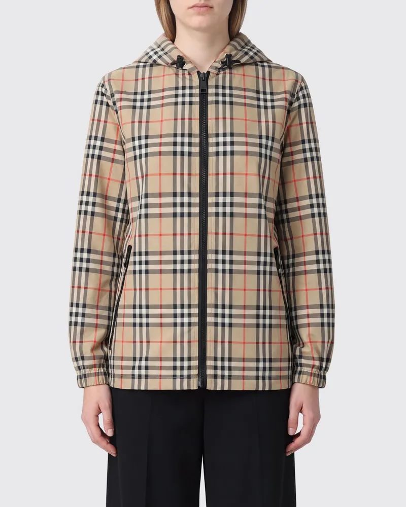 Burberry Kurze Windjacke Everton mit Vintage-Check-Print und Kapuze Beige