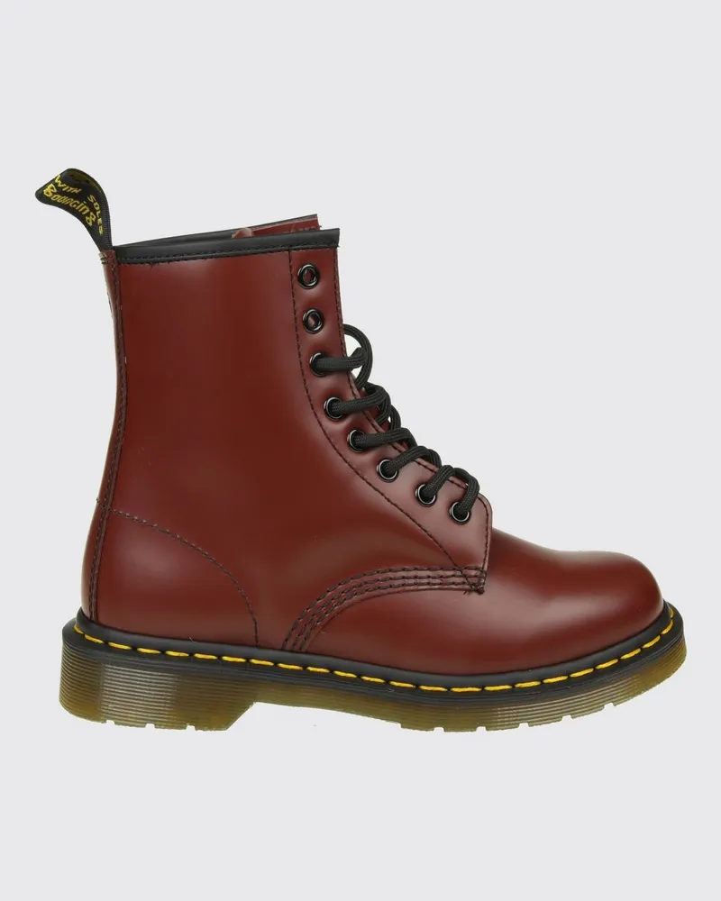 Dr.Martens 1460 Combat-Boots aus glattem Leder in Kirschrot mit Fersenschlaufe Cherry