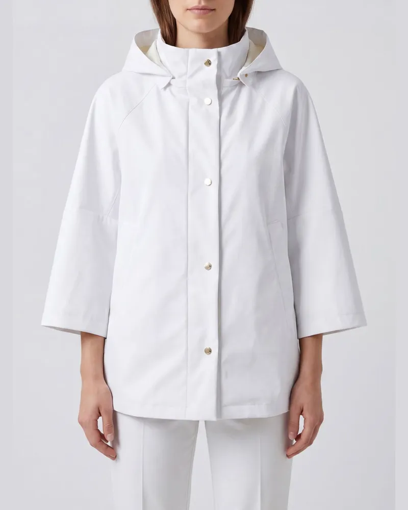 MOORER Kurze Windjacke Florida mit abnehmbarer Kapuze und Stehkragen Weiß