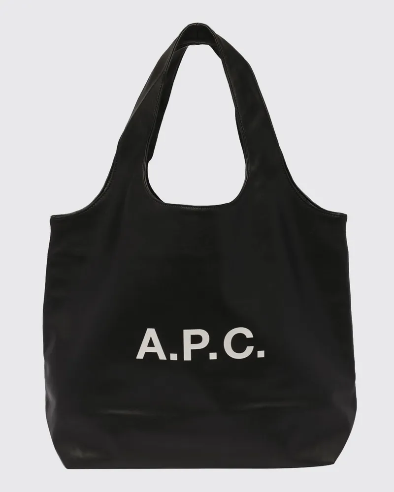 A.P.C. Große Ninon Schultertasche aus recyceltem Kunstleder mit Logo-Print Schwarz