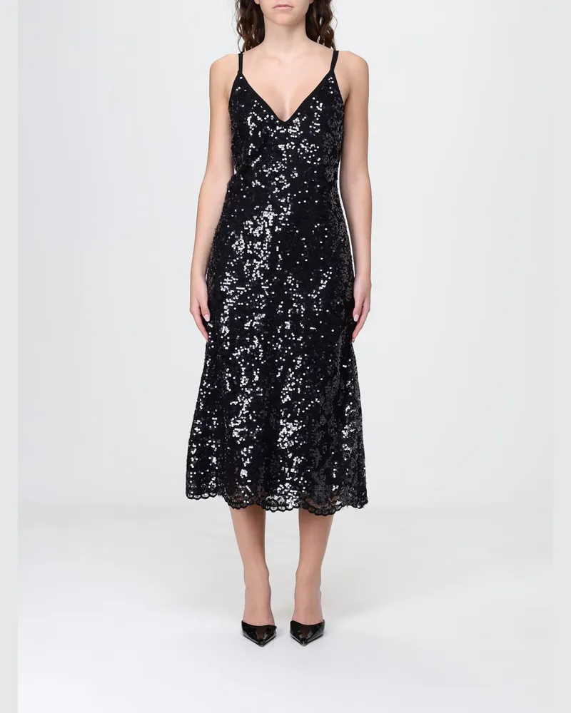Twin-Set Midikleid aus Spitze mit Pailletten Schwarz