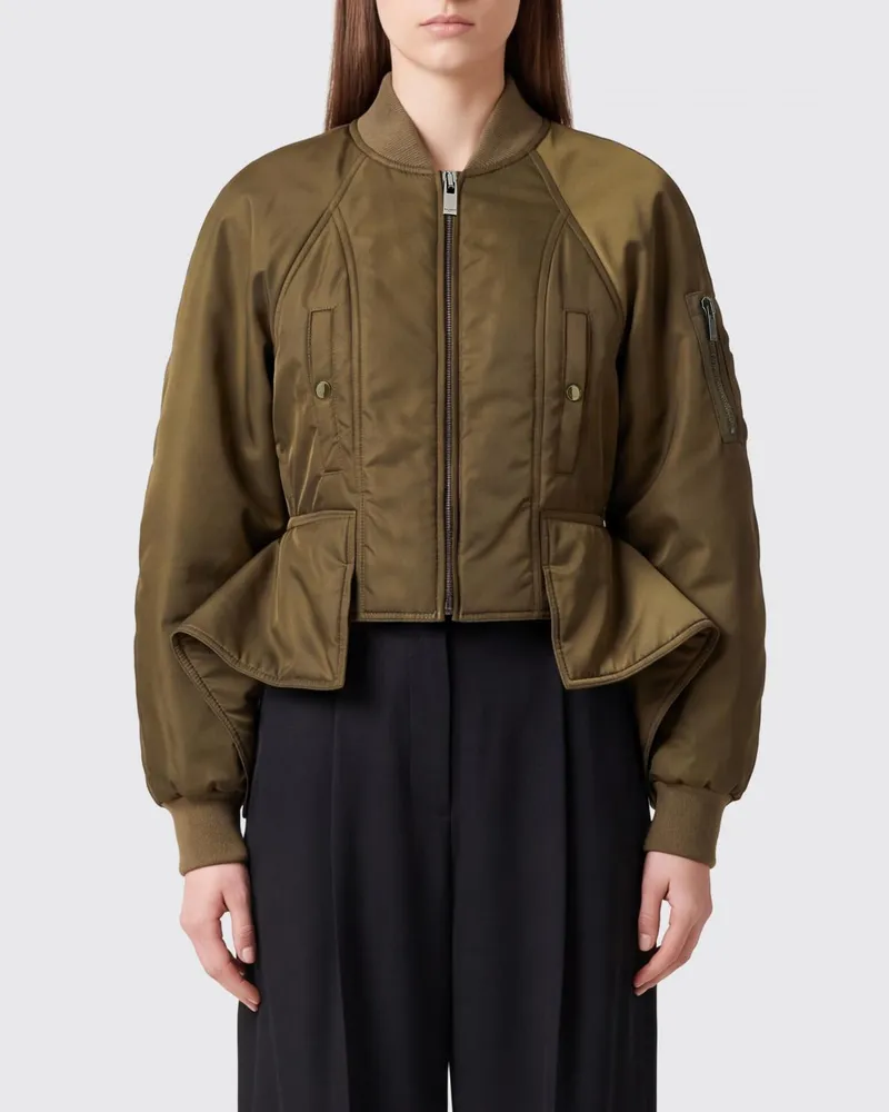 Balmain Kurze Bomberjacke von aus Nylon in Relaxed Fit mit Reißverschluss Grün