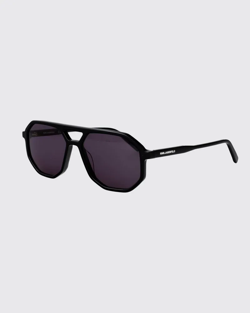 Karl Lagerfeld Unregelmäßige Acetat-Sonnenbrille mit Doppelsteg Schwarz