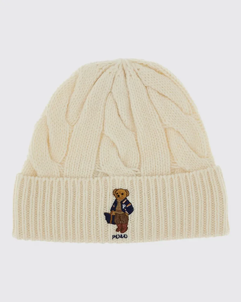 Ralph Lauren Beanie aus Zopfstrick-Wollmischung mit Umschlag Yellow