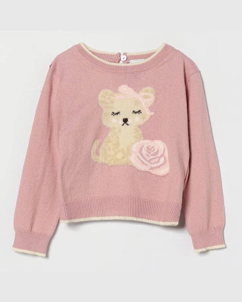 Monnalisa Wollpullover Leopardina für Mädchen mit Grafikdruck Pink