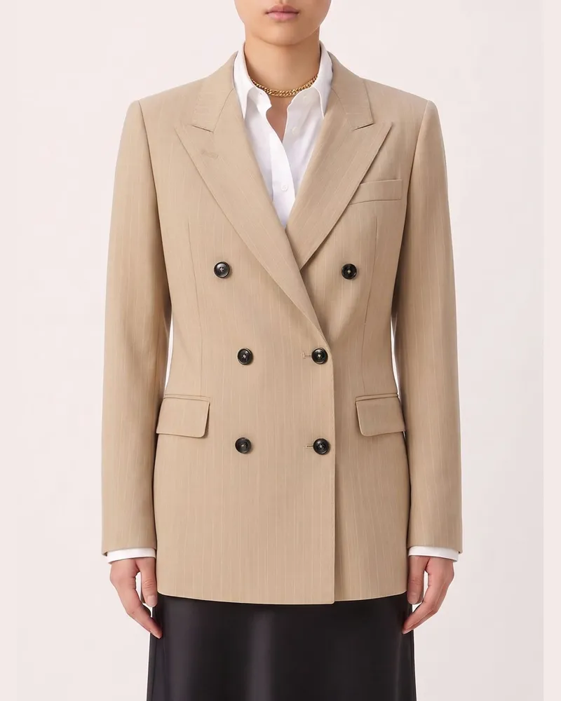 Tagliatore Zweireihiger Blazer aus Viskosemischung mit steigendem Revers Beige