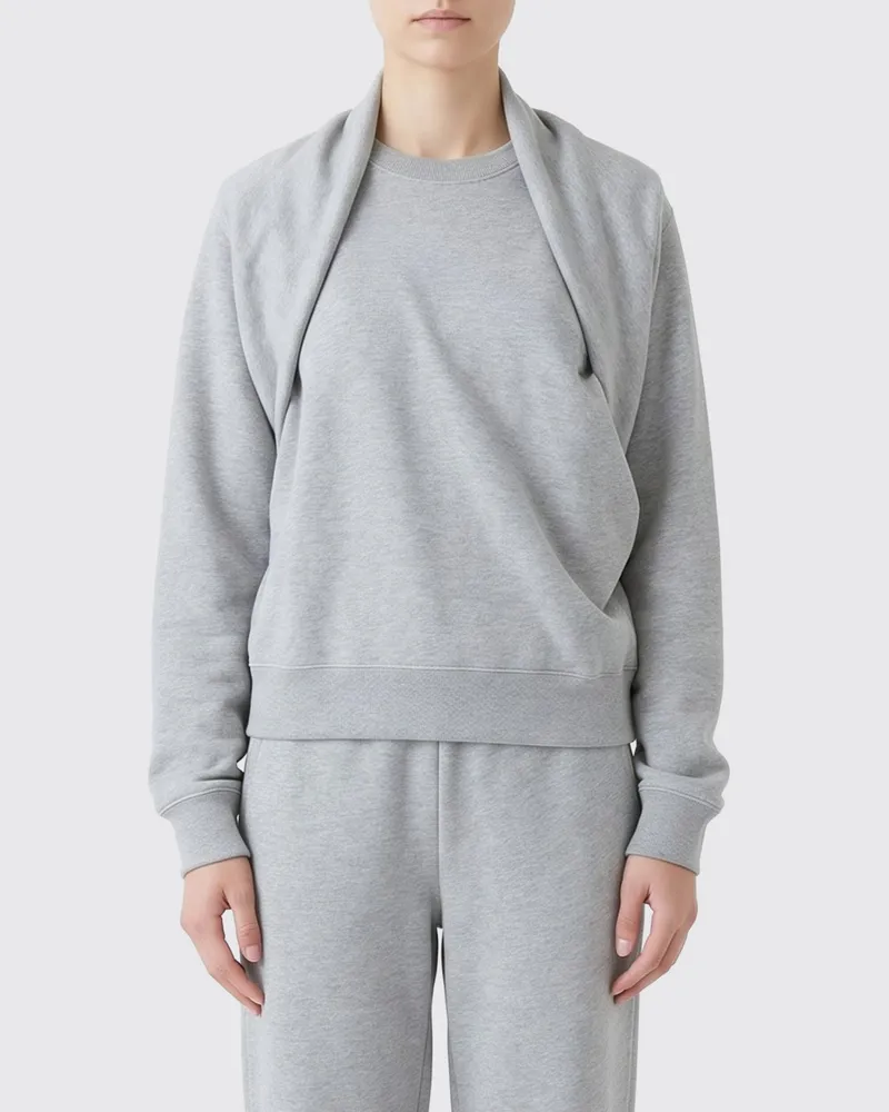 Dries van Noten Rundhals-Sweatshirt aus Baumwolle mit drapiertem Detail Grau