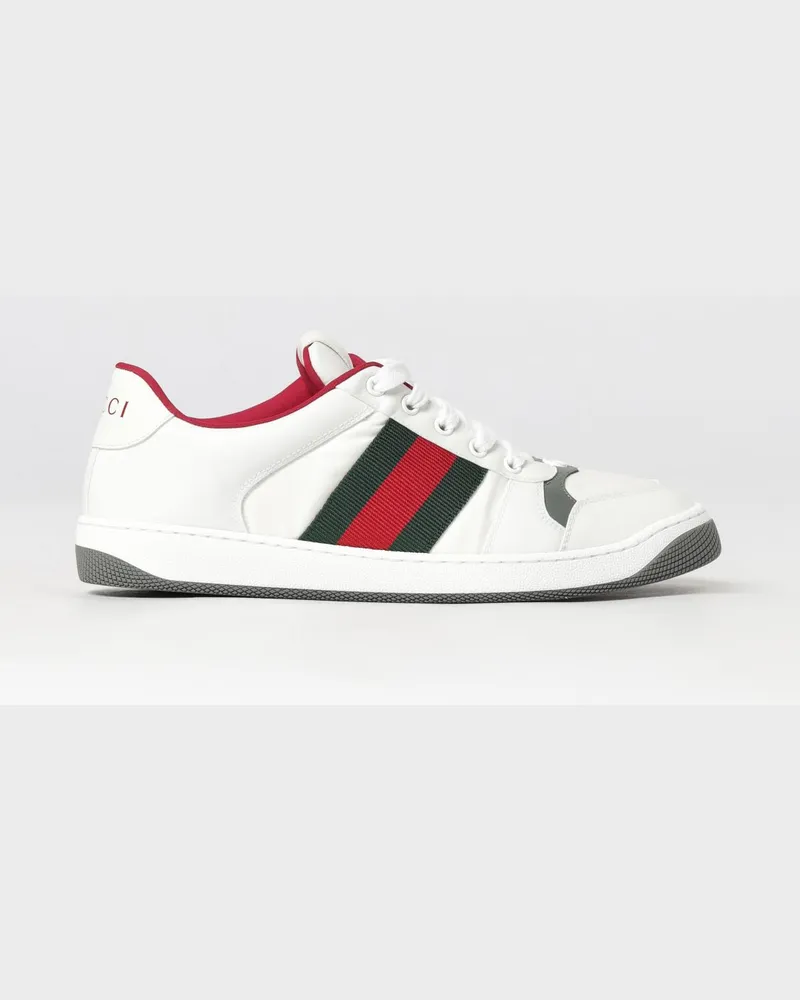 Gucci Screener Sneakers aus Nylon und Leder mit Web-Detail und Gummisohle Weiß