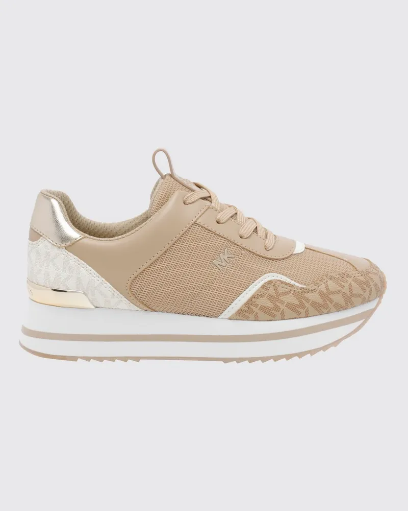 Michael Kors Raina Plateau-Sneakers aus Monogramm-Canvas und Mesh mit Plateausohle Beige