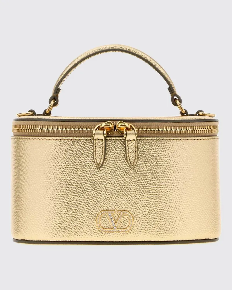 Valentino Garavani VLogo Signature Mini-Handtasche aus genarbtem Kalbsleder Gold