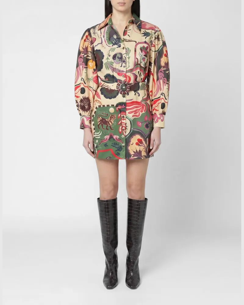 FARM Rio Artsy Surreal Land Hemdblusenkleid aus Bio-Baumwolle Bunt