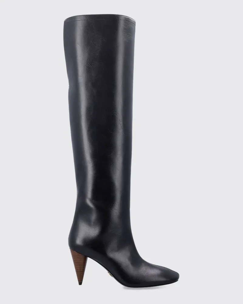 Stella McCartney Kniehohe Stiefel aus Kunstleder mit Kegelabsatz Schwarz