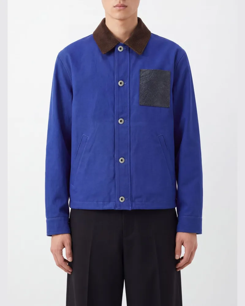 Loewe Workwear-Jacke aus Baumwolle mit kontrastierendem Samtkragen Blau