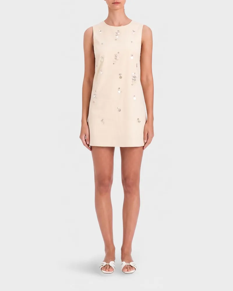 Twin-Set Mini-Kleid aus Baumwolle mit Pailletten Beige