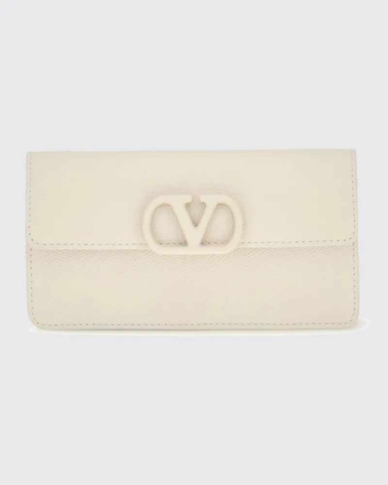 Valentino Garavani Wallet on Chain VLogo Signature aus genarbtem Kalbsleder Ivory