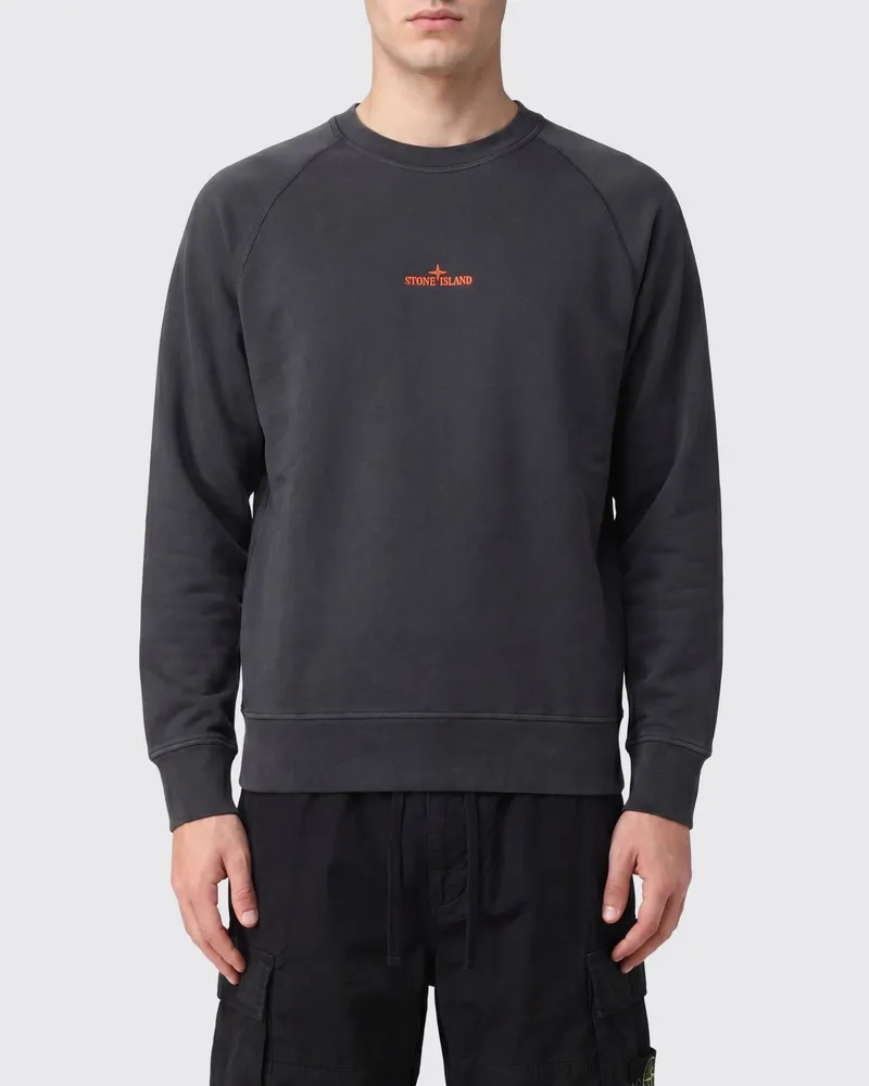 Stone Island Slim Fit Baumwoll-Sweatshirt von mit gedrucktem Kompass-Logo Navy