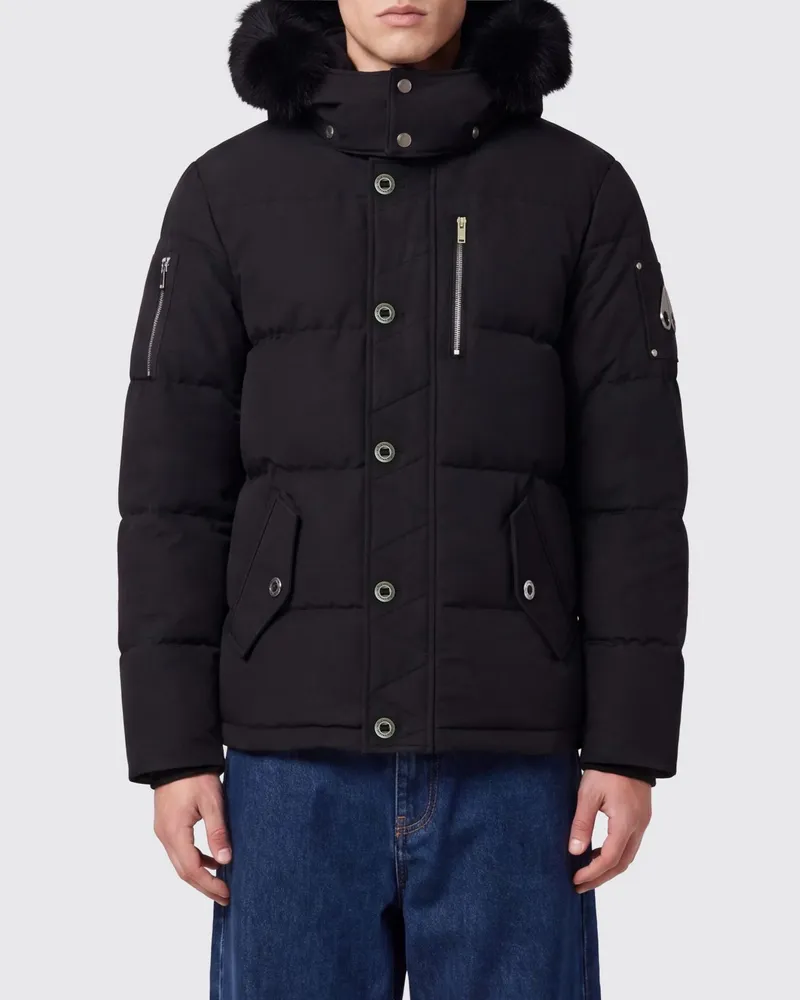 Moose Knuckles Original 3Q Daunenjacke von mit Shearling-Kapuze Schwarz