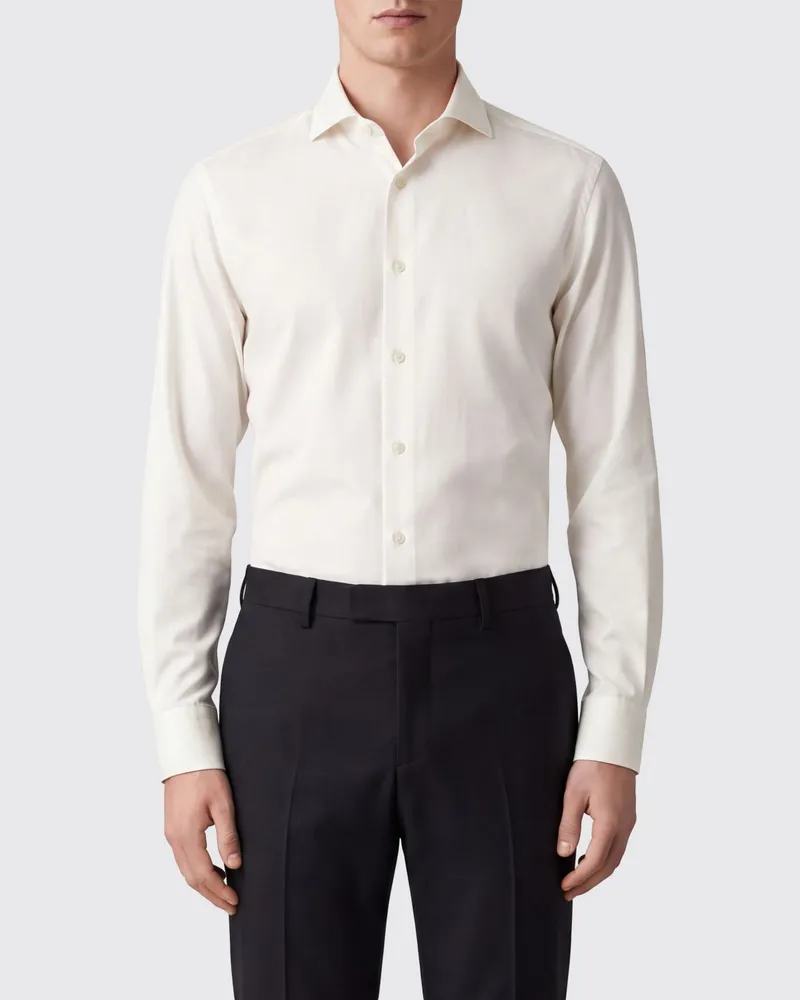 HUGO BOSS Slim-Fit-Hemd aus Stretch-Baumwolle mit französischem Kragen Weiß