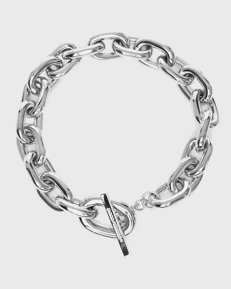 Paco Rabanne Armband aus Aluminium mit graviertem Logo und Hakenverschluss Silber
