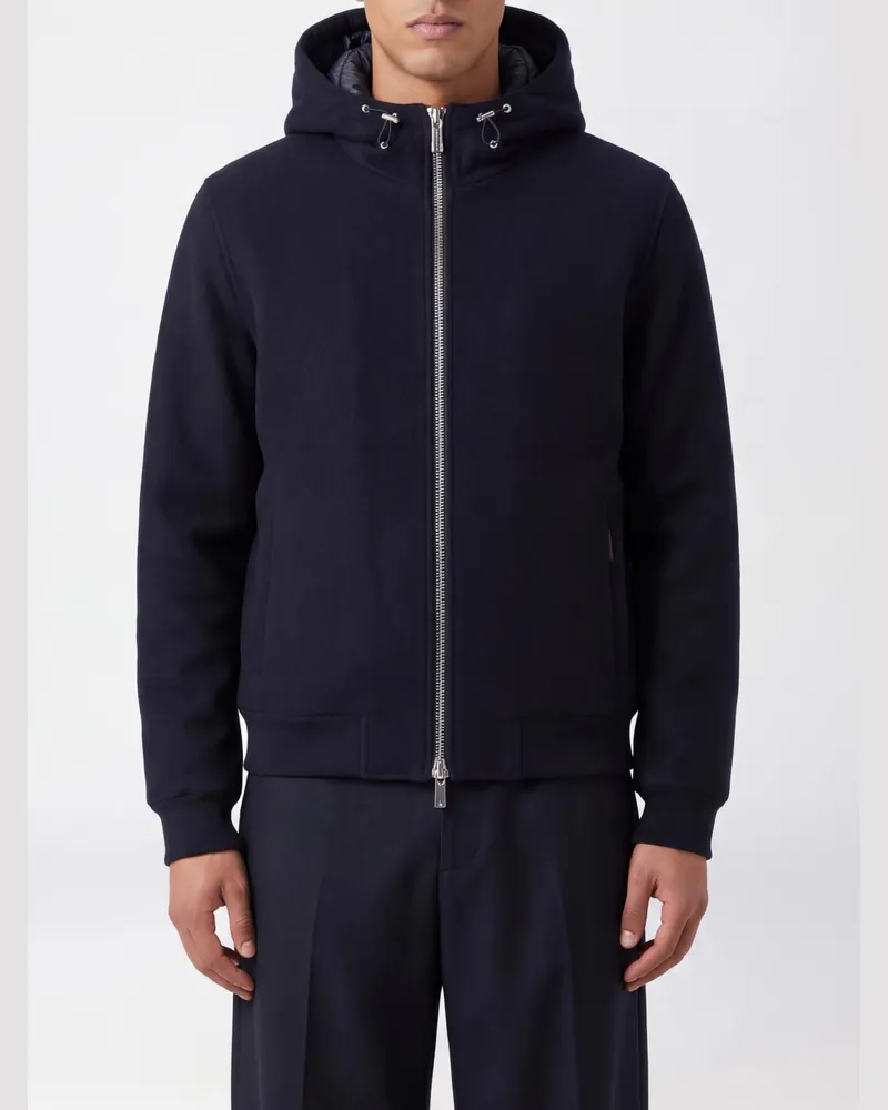 MOORER Bomberjacke von aus Schurwolle und Kaschmir mit Kapuze und Wärmeschutz Navy
