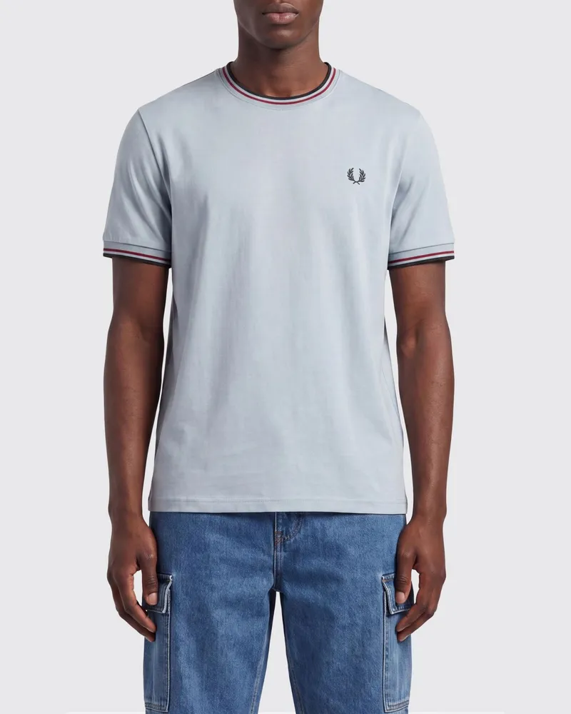 Fred Perry Baumwoll-T-Shirt mit Logo Hellblau