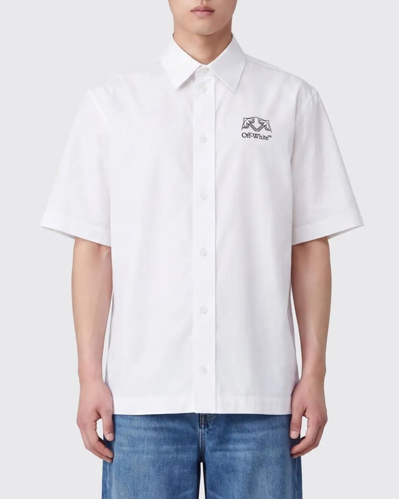 OFF-WHITE Bowlinghemd aus Modal-Seiden-Mix mit rückseitigem Arrow-Logo Weiß