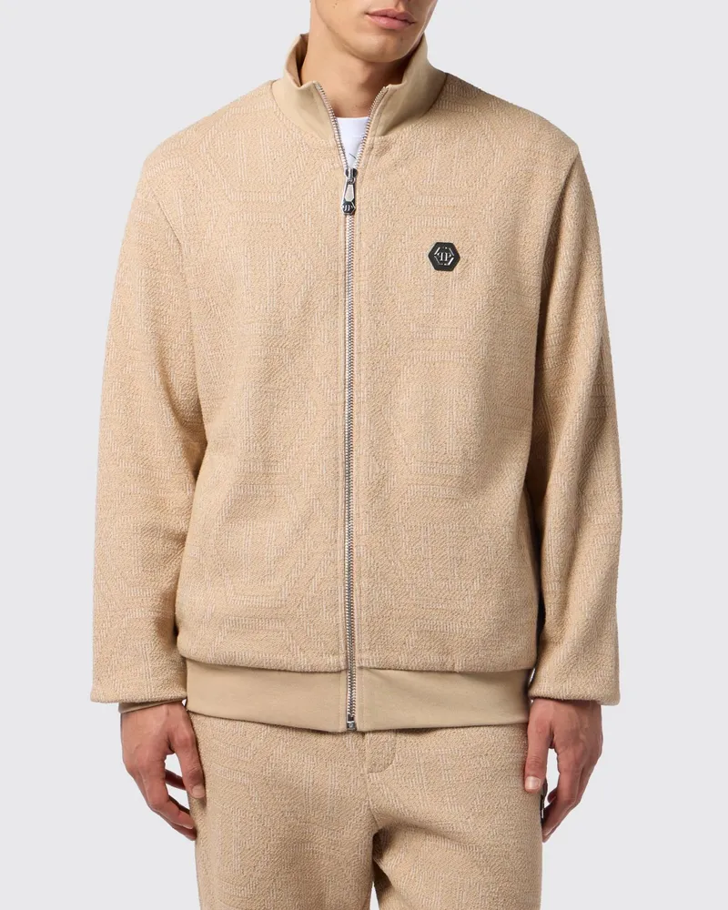 Philipp Plein PP Jacquard Baumwoll-Bomberjacke Beige