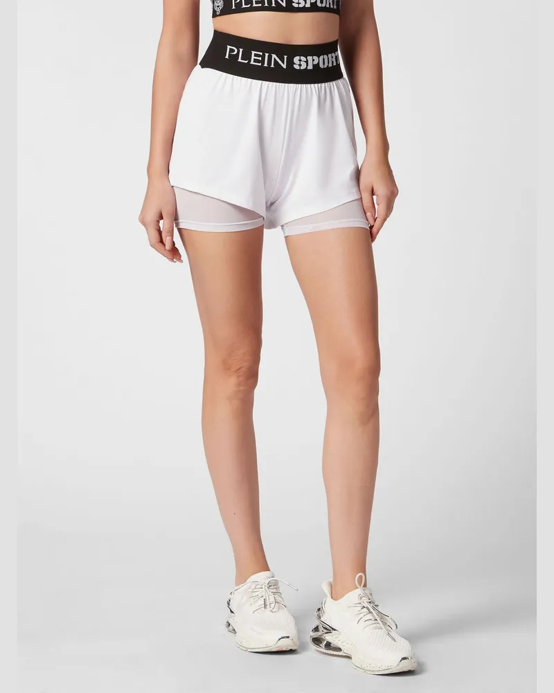Philipp Plein Sportshorts mit hohem Bund aus technischem Stretch-Gewebe Weiß