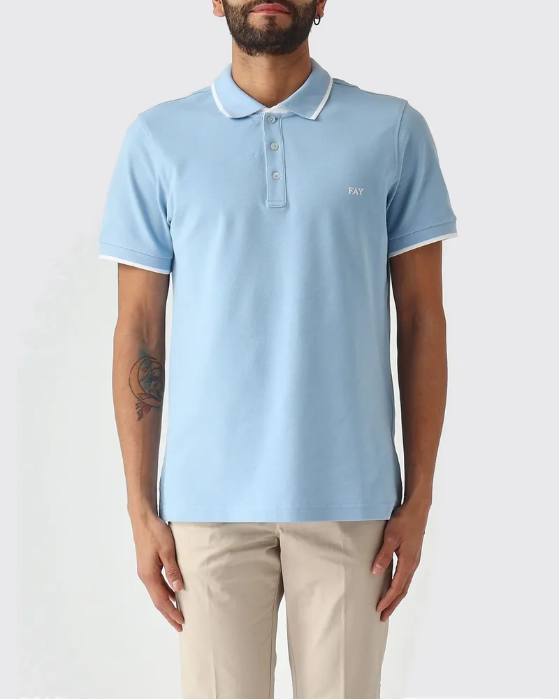 Fay Basic Baumwollpolo Hellblau