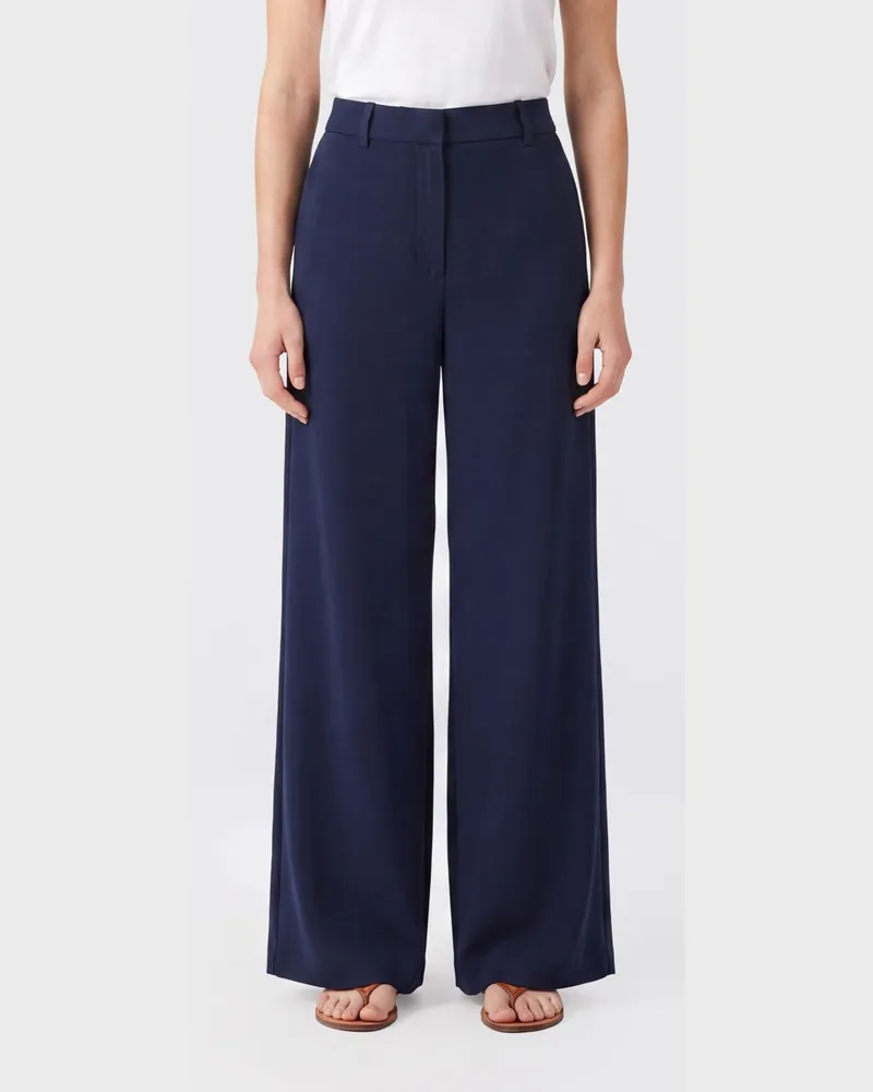 Max Mara Max Mara Palazzo-Hose aus Baumwolle mit hoher Taille Blau