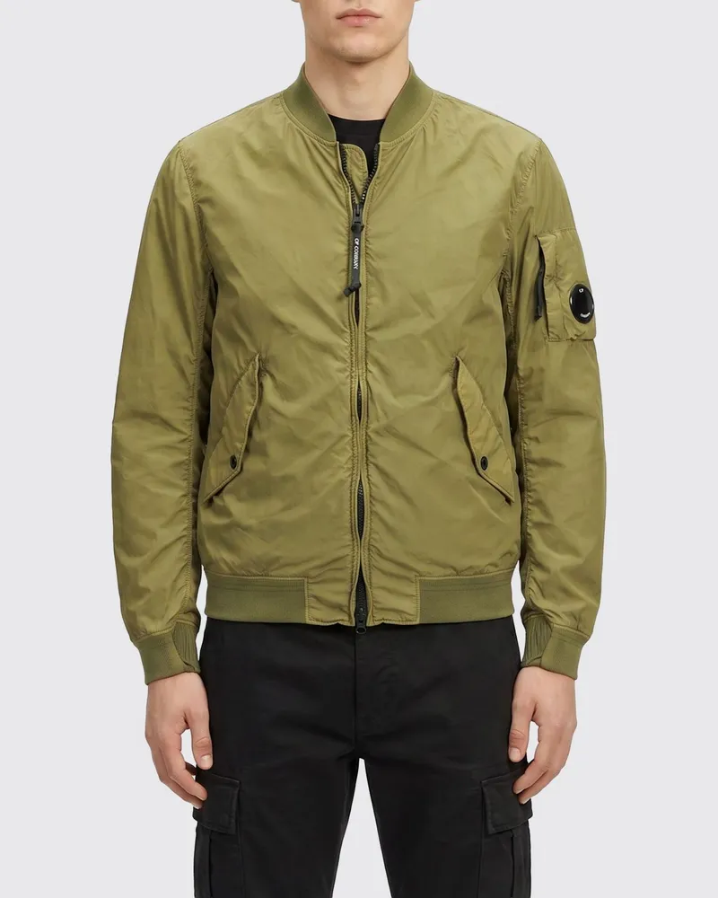 C.P. Company Nylon Bomberjacke mit Logo Grün